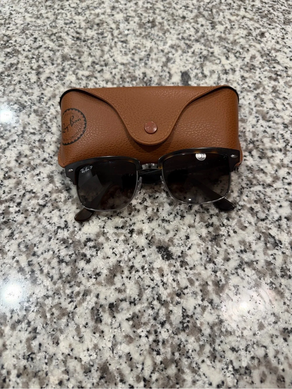 Ray-Ban Black & Brown Clubmaster Sunglasses with Brown Case
